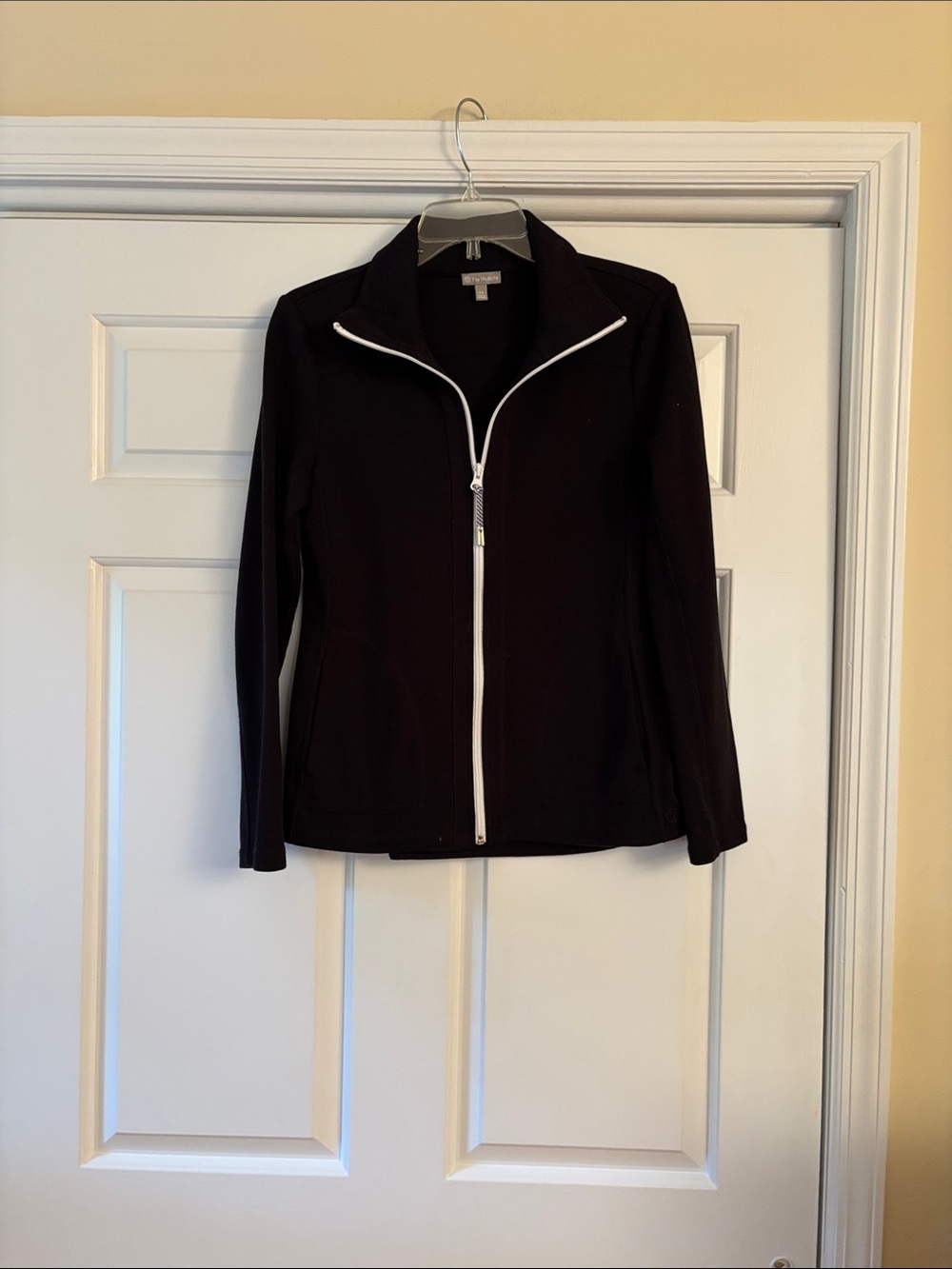 Talbots Black Jacket with White Zip Trim